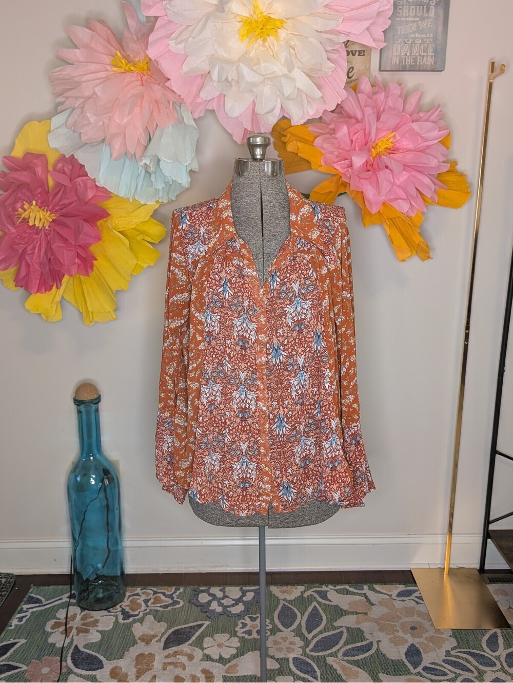 2114 - Umgee USA Women's Floral Print Blouse Size 1XL